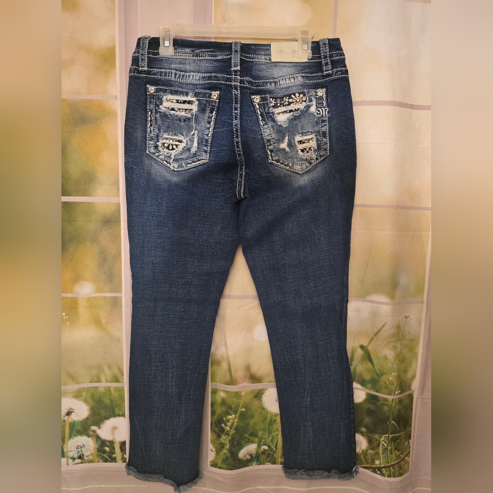 Miss Me Curvy Ankle Skinny Jeans – Size 30 (30x27) | Bling Pockets • Dark Wash